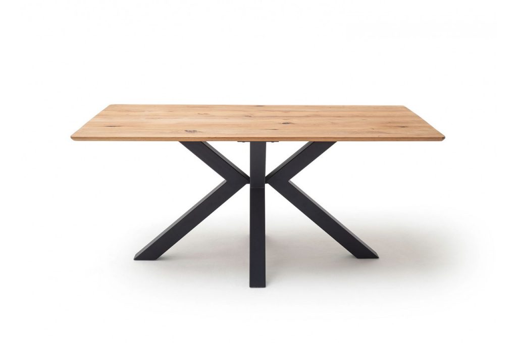 Table repas bois massif et métal noir contemporaine