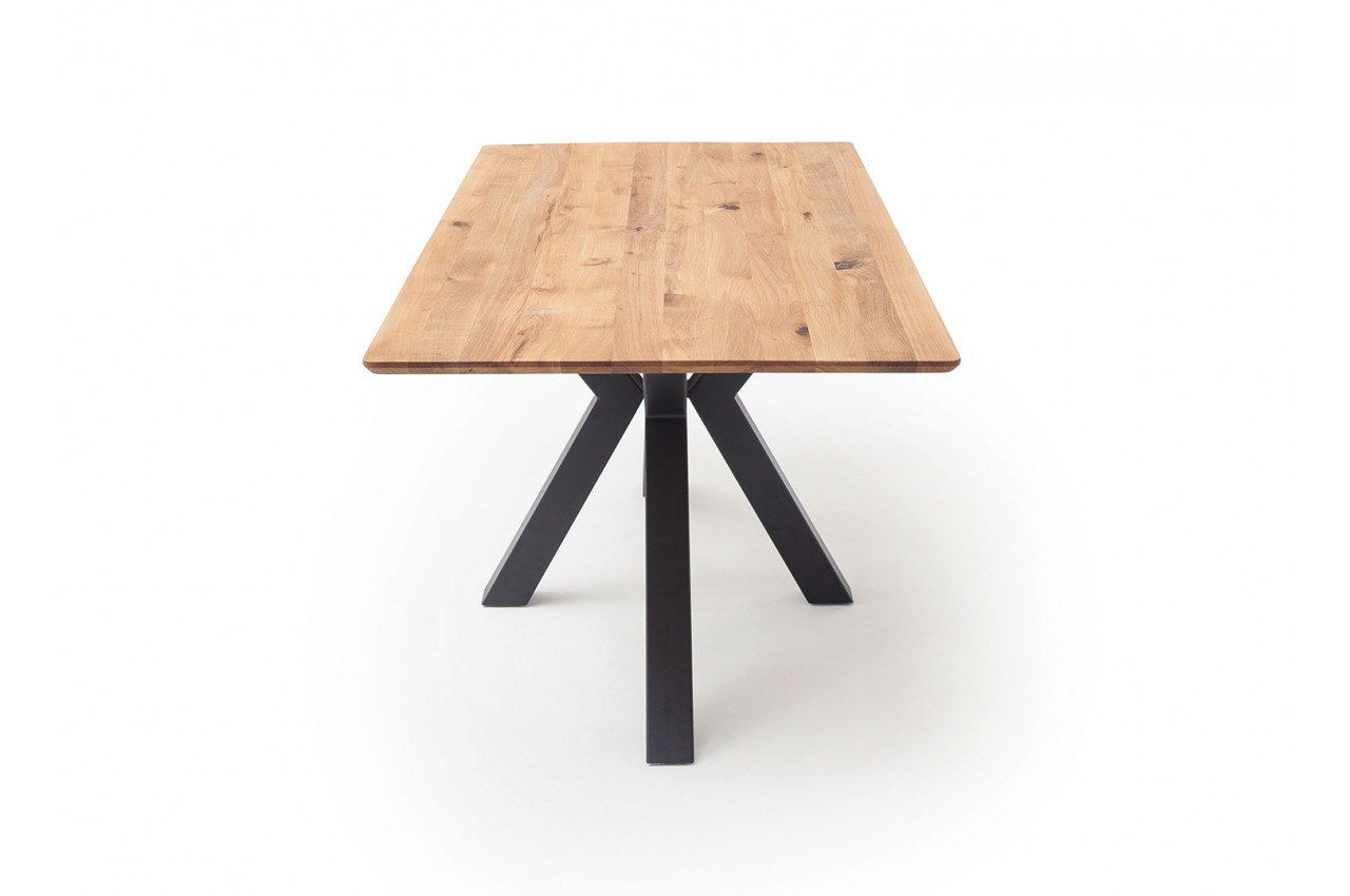 Table repas bois massif et métal noir contemporaine