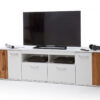 Meuble TV blanc mat et décor bois wotan