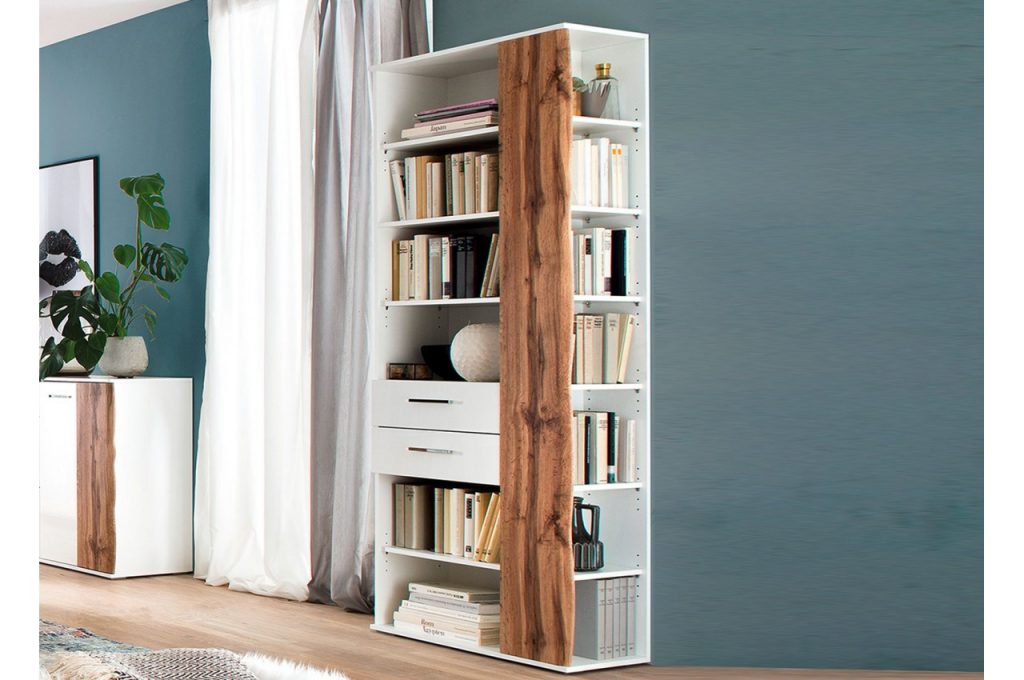 Bibliothèque blanche mat et bois de wotan design