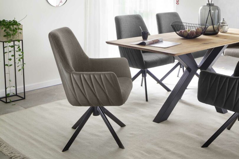 Chaise de séjour en tissu et cuir synthétique