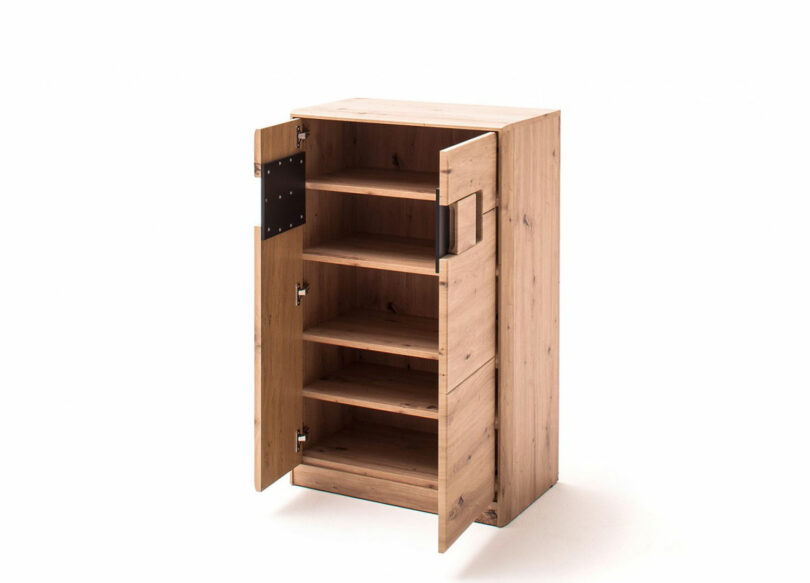 meuble à chaussure ouvert couleur chêne