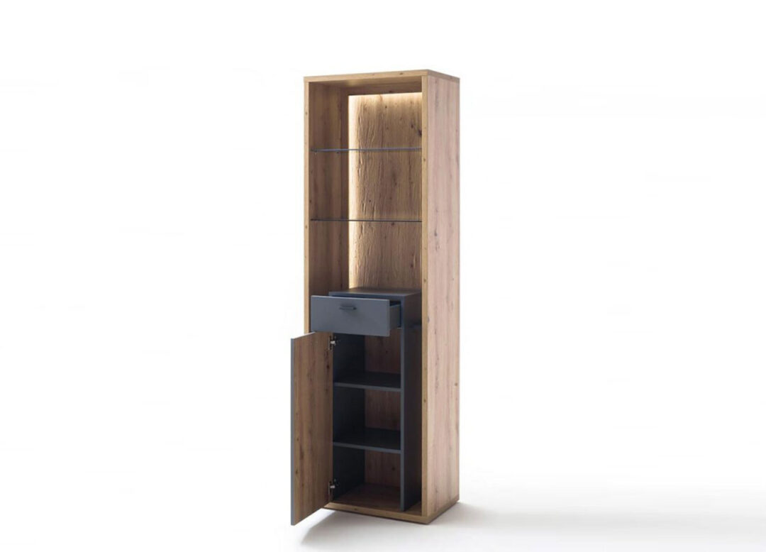 vitrine haute moderne avec relief et gris