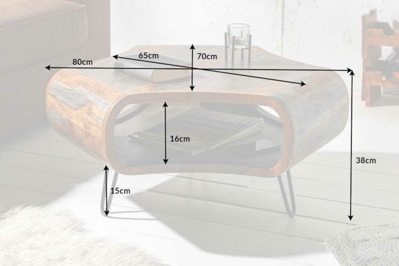 Dimensions de la table basse en bois massif
