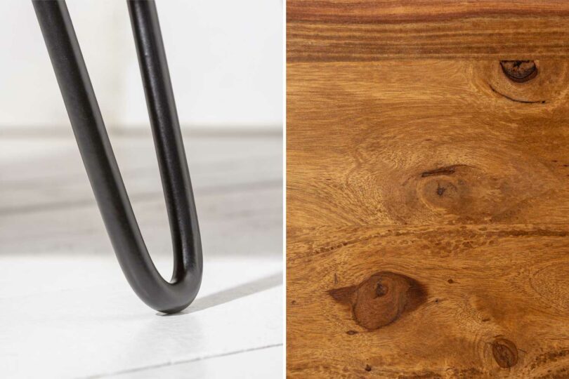 Piétement et plateau de la table d'appoint en bois