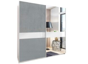 Armoire vestiaire gris béton et blanc