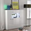 Meuble buffet design en blanc avec sérigraphies