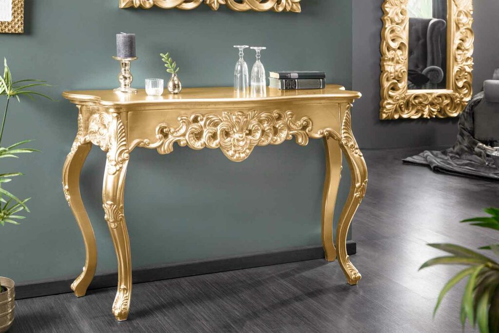 Artissimo Console Murale, Console, Style Baroque, étagère Murale, Miroir, Blanc, Doré, Double Couleur, 38 X 20 X 16 Cm, étagère Vintage, Rétro Repro