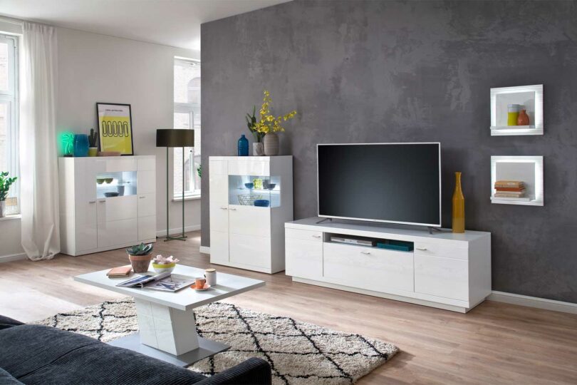 Ensemble de salon blanc design moderne