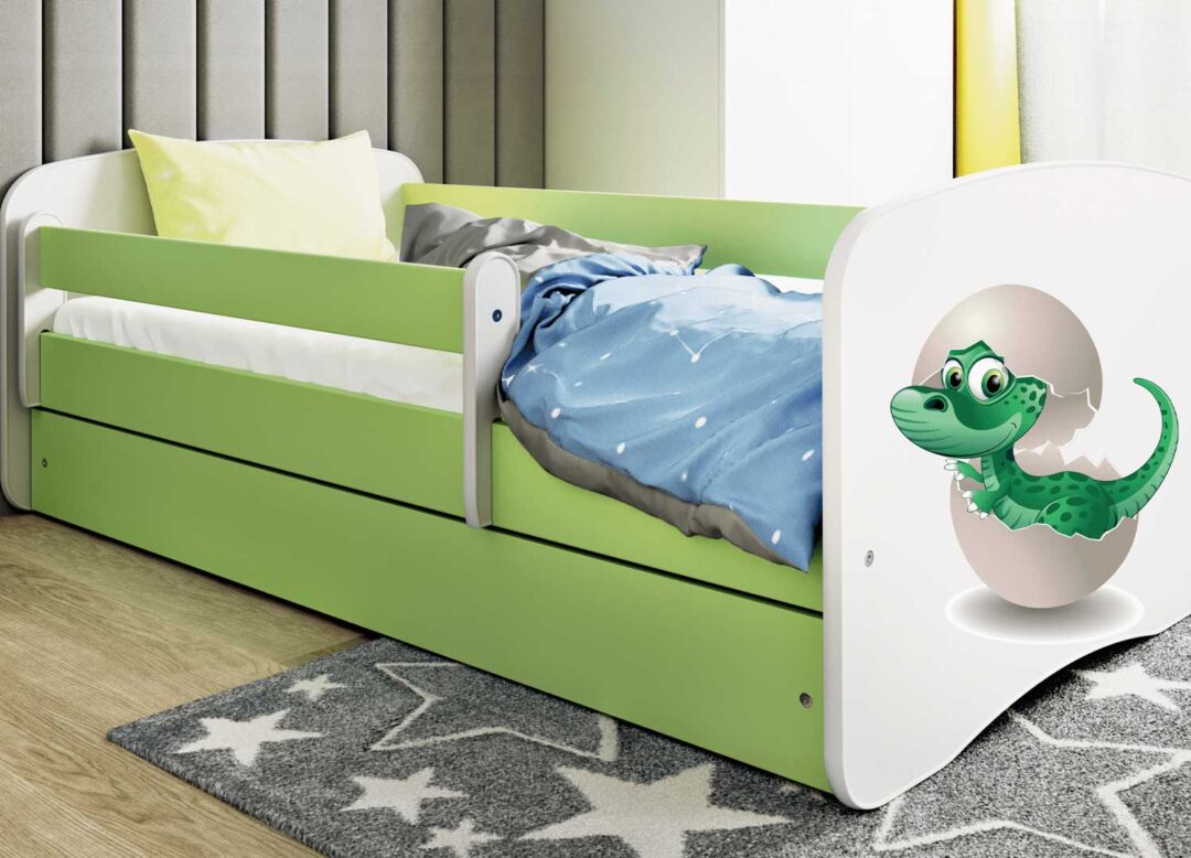 Lit enfant dinosaure vert