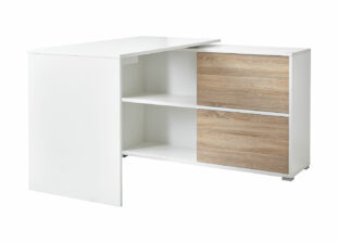 Bureau avec rangement blanc et bois portes réversibles