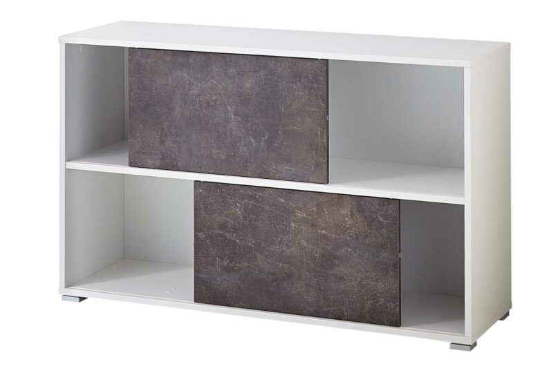 Meuble de rangement laqué blanc mat