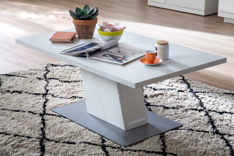 Table de salon rectangulaire laquée blanc