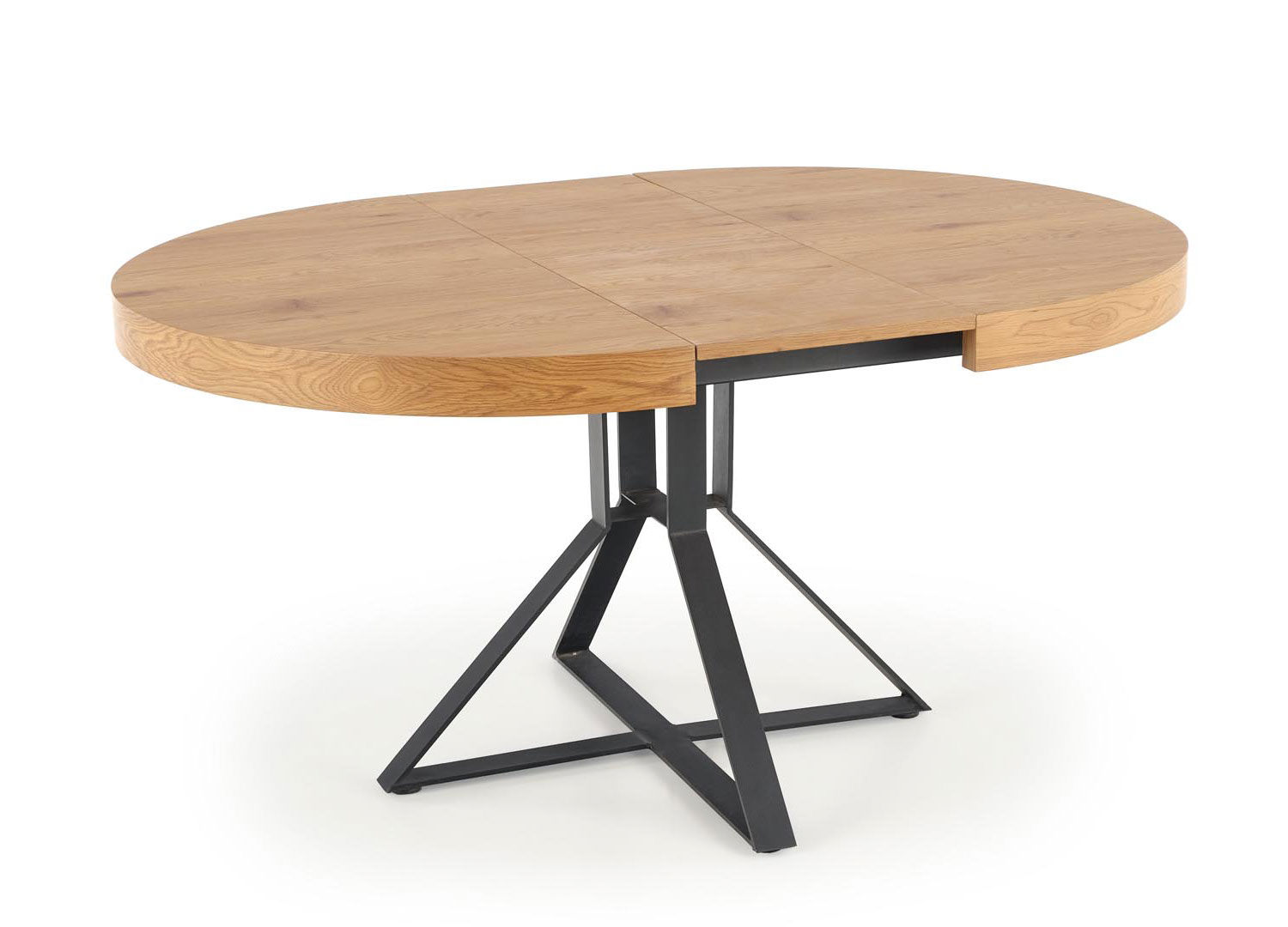 Table ronde extensible en bois et métal noir poudré