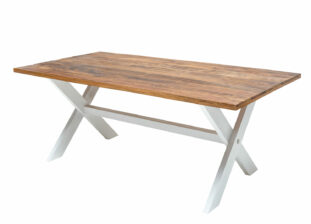 table de repas blanche et bois vintage
