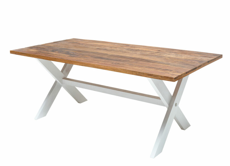 table de repas blanche et bois vintage