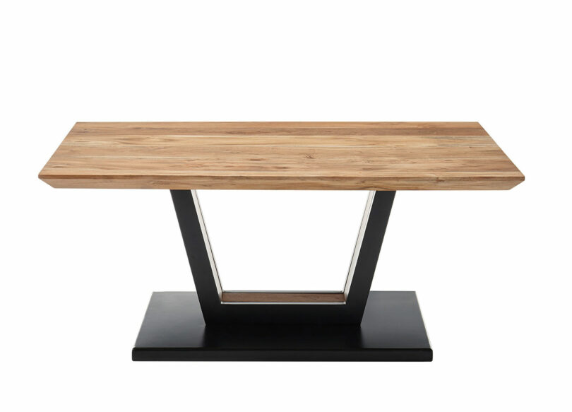 Table de salon en bois de chêne et métal noir