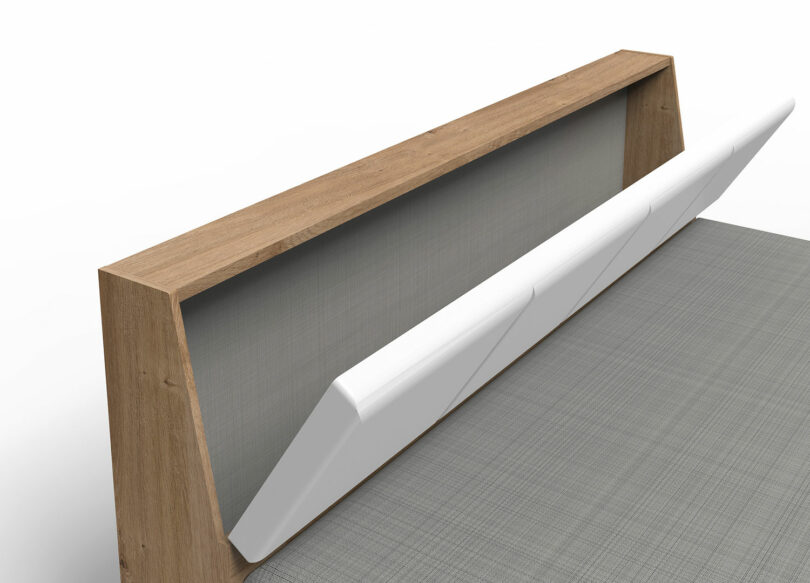 Tête de lit rembourrée en simili cuir blanc avec coffre de rangement