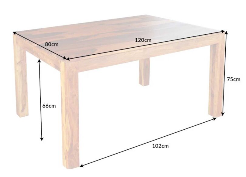 Dimensions de la table de repas en bois de sesham