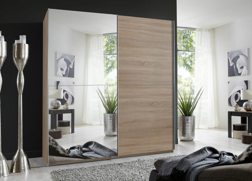 armoire double penderie a porte coulissante avec miroir