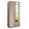 armoire dressing pas cher en bois avec miroir - Chêne San Remo