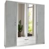 grange armoire miroir moderne - Blanc et gris