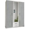 armoire miroir pas cher - Blanc et gris