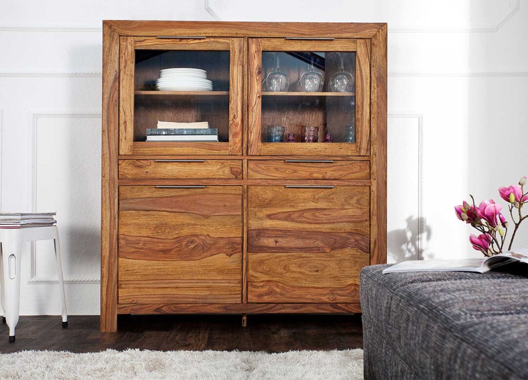 buffet haut vitré en bois