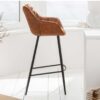 chaise de bar haute moderne en tissu brun vintage