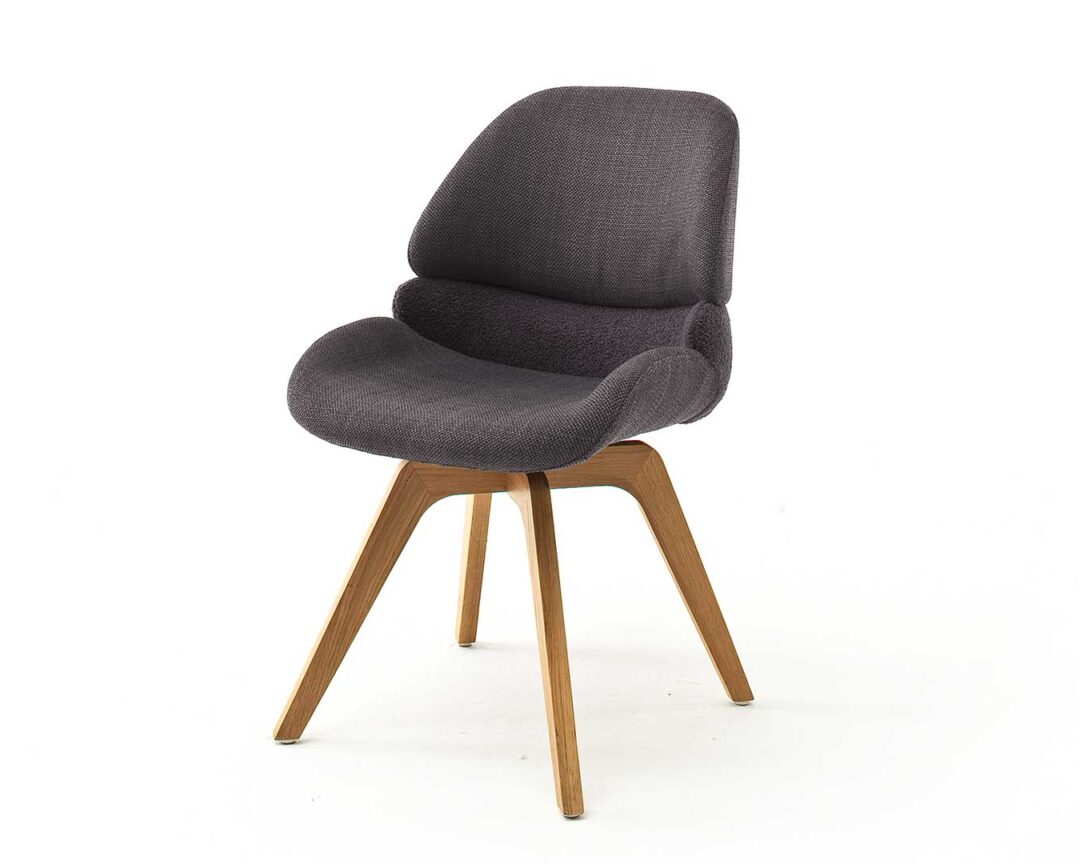 chaise moderne tournante de table en tissu gris anthracite
