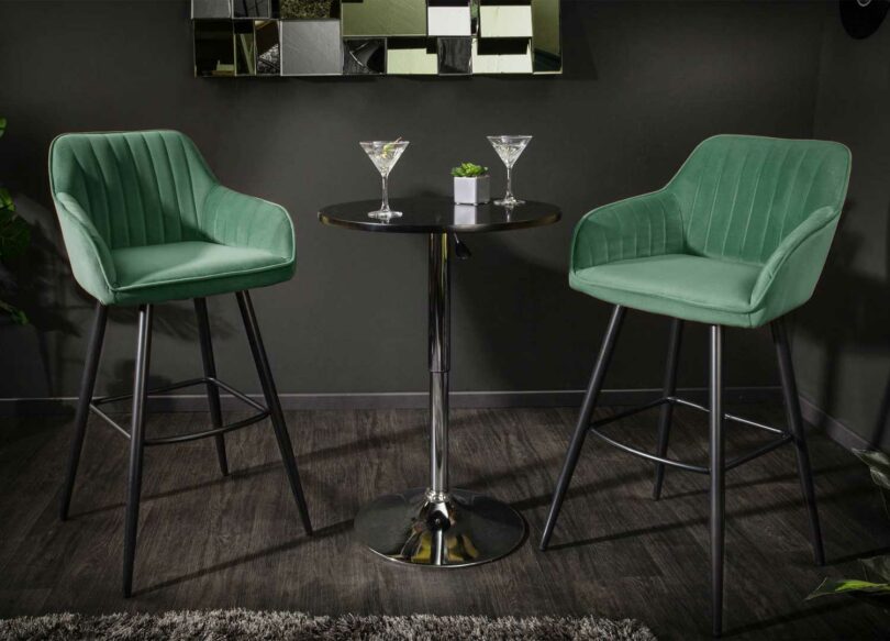 chaises de bar vintage en velours avec accoudoirs