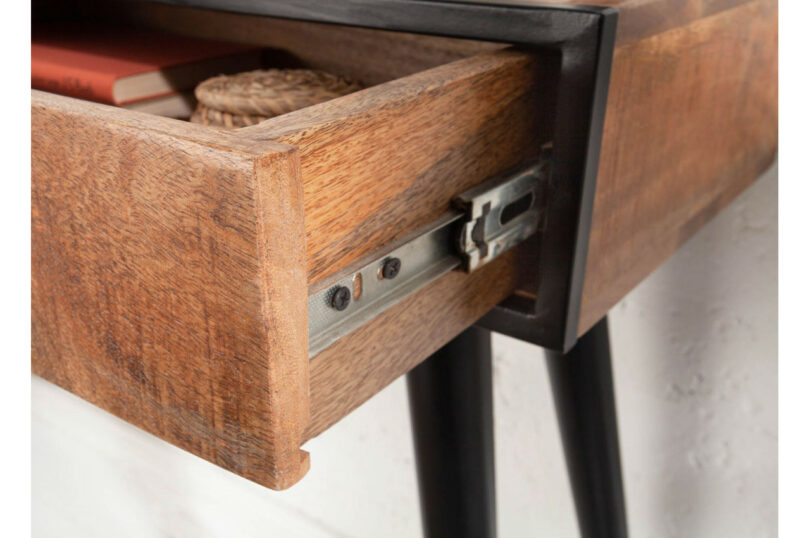 console bois massif et metal noir