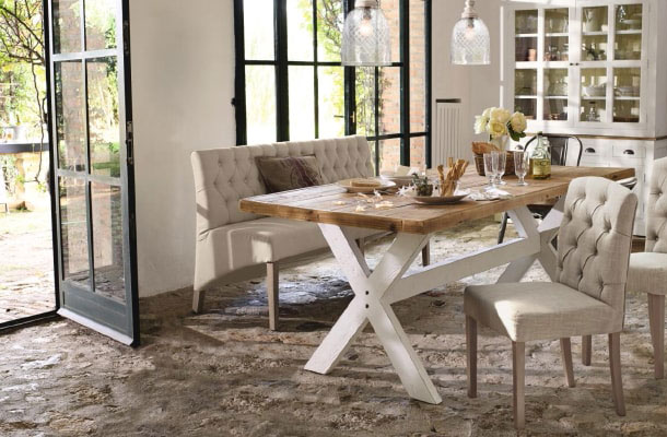 Miroir Mural Volet Shabby Chic 126x60 Cm - Bois Blanc, Style Antique (Palazzo INT)