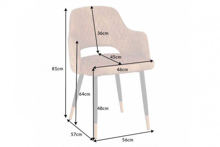 dimensions de la chaise velours