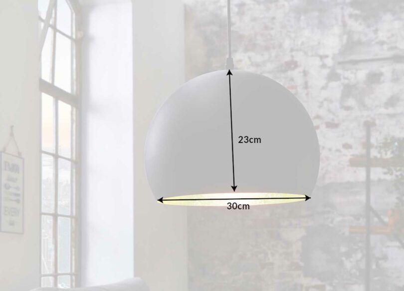 dimensions du luminairre de style industriel