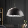 lampe luminaire suspendu design noir et argenté fibré