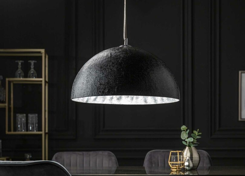 lampe suspendu design noir et argent