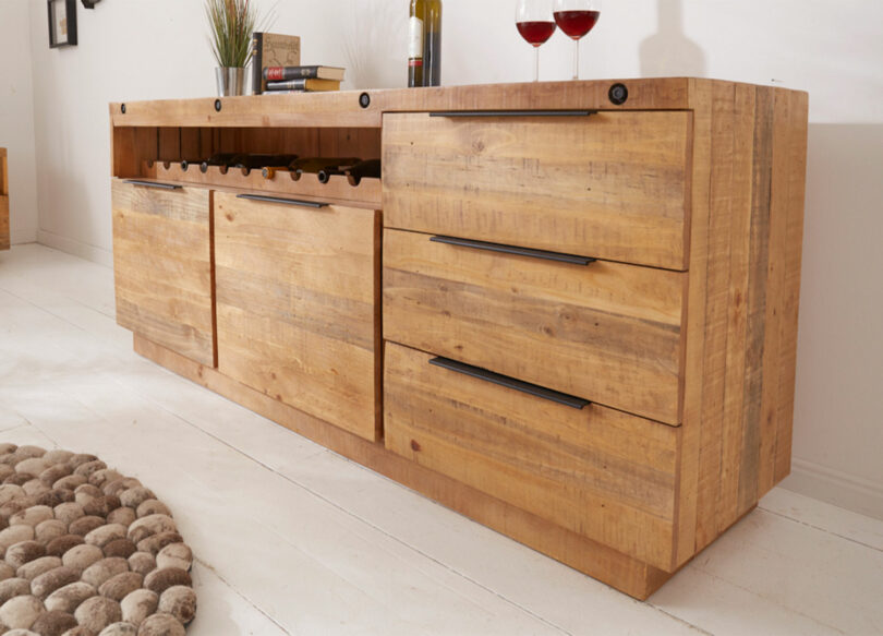meuble buffet  cm  portes  tiroirs en bois massif
