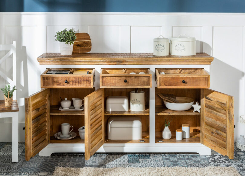 meuble buffet en bois massif style campagnard