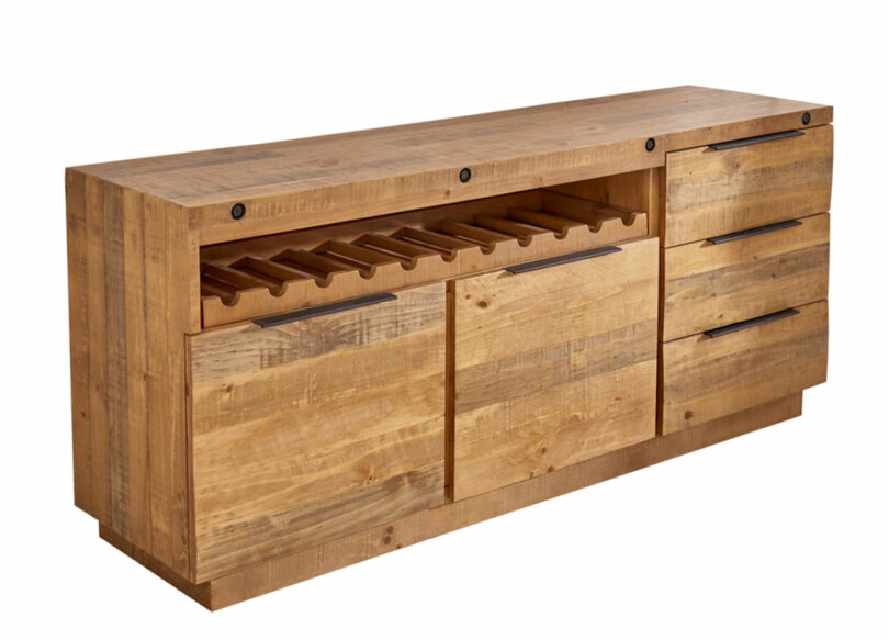 meuble buffet en bois avec range bouteille