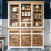 buffet avec vaisselier en bois de manguier et blanc