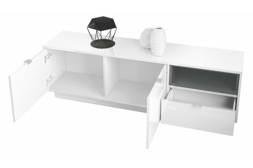 meuble tv blanc brillant face