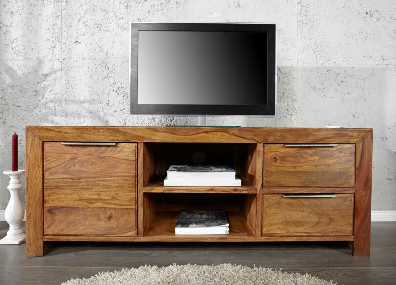 meuble télé moderne bois massif sesham  cm