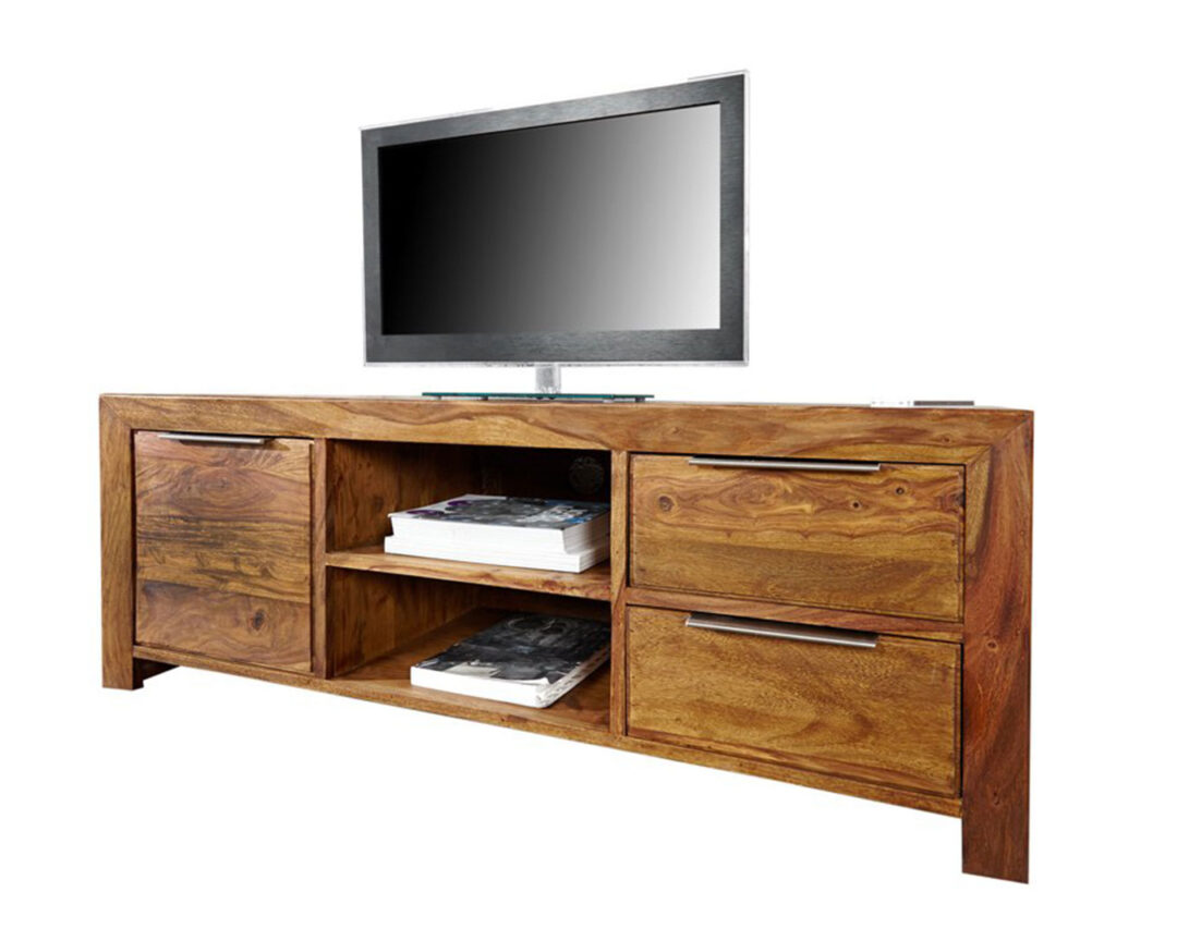 meuble télé moderne pas cher en bois massif de sesham