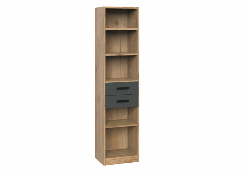 meuble étagère haute en bois et gris