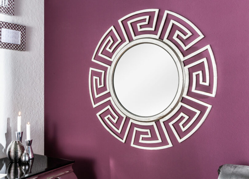 miroir mural design cadre argenté