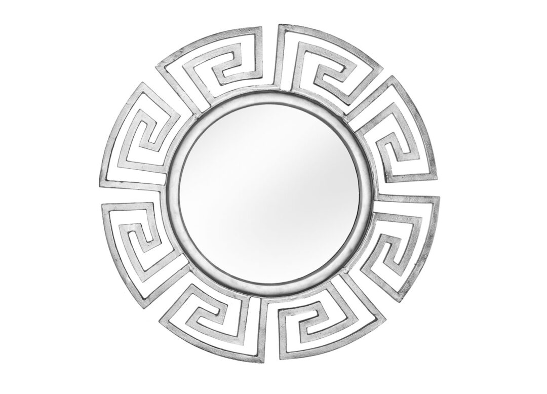 miroir rond mural style Cléopâtre argenté