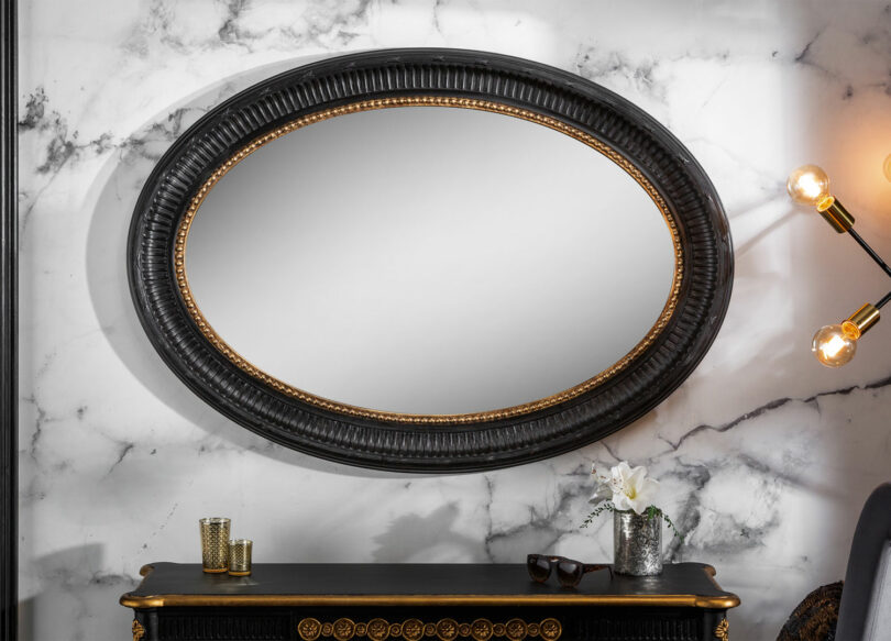 miroir style baroque noir et doré
