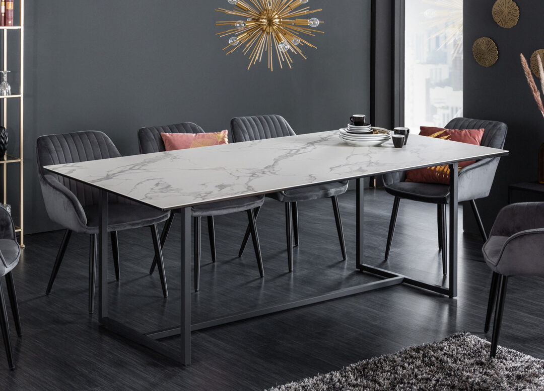 table de repas moderne et design effet marbre