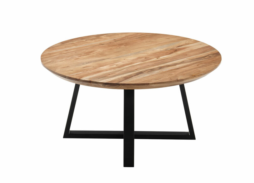 table basse de salon ronde design bois et métal